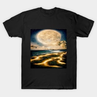 The Moon Ocean And Clouds T-Shirt